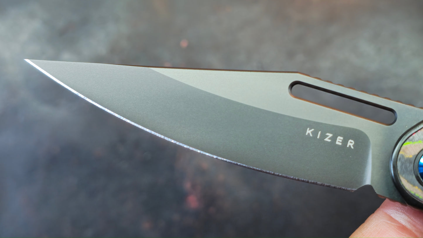 Kizer Raze Titanium/Color Camo 80's Handle S45VN (NEW)
