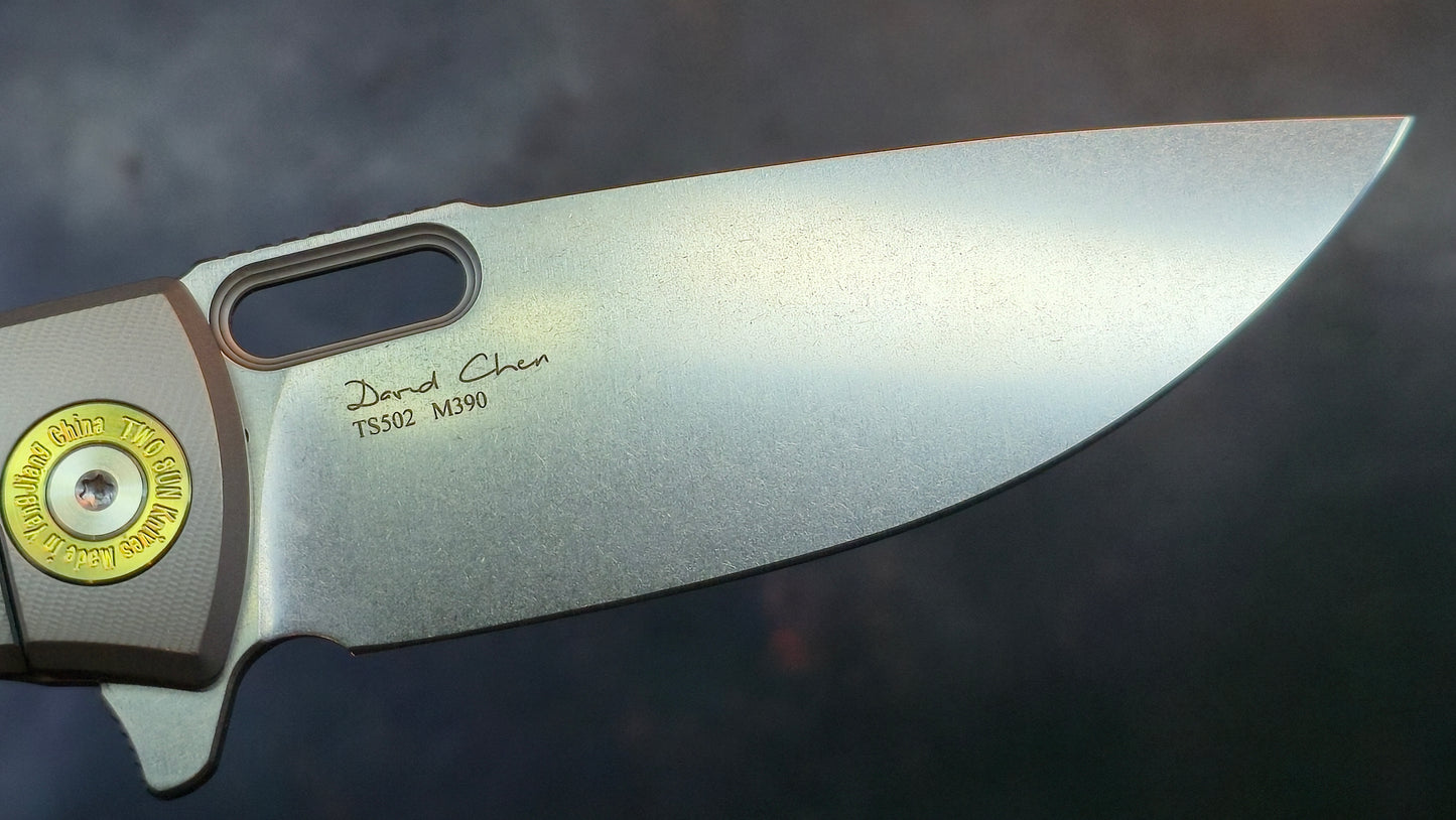 TWOSUN TS502 Titanium Handle with Carbon Fiber Inlay M390 Blade (NEW)