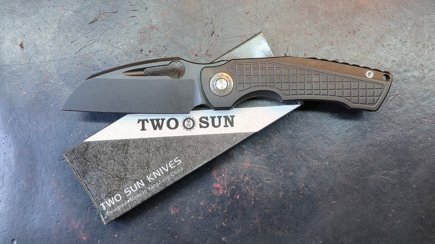 TwoSun TS559 Black Titanium Handle 14C28N Blade (NEW)