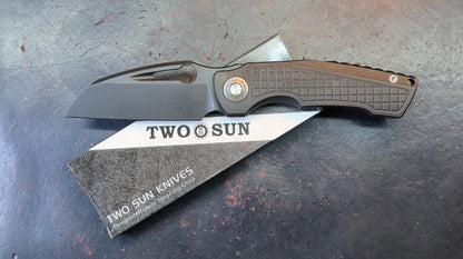 TwoSun TS559 Black Titanium Handle 14C28N Blade (NEW)