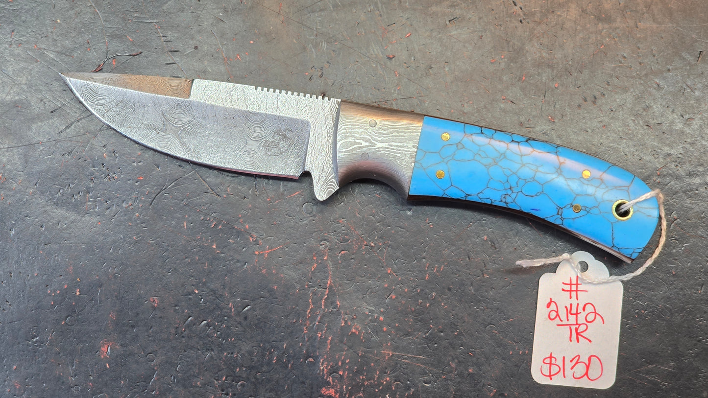 Knives Ranch 2142-TR Faux Turquoise Damascus (DISCOUNT APPLIED IN CART)