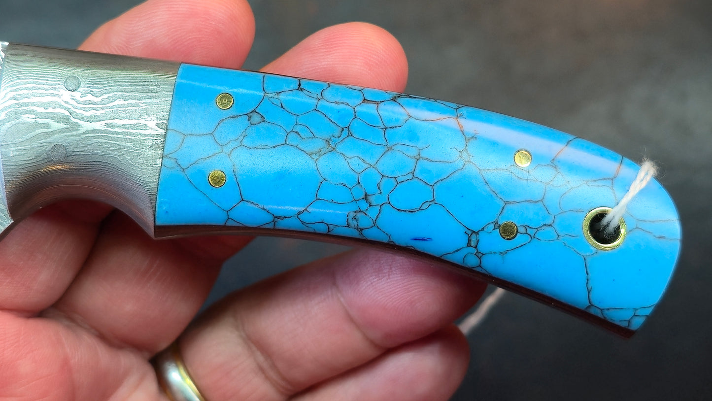 Knives Ranch 2142-TR Faux Turquoise Damascus (DISCOUNT APPLIED IN CART)