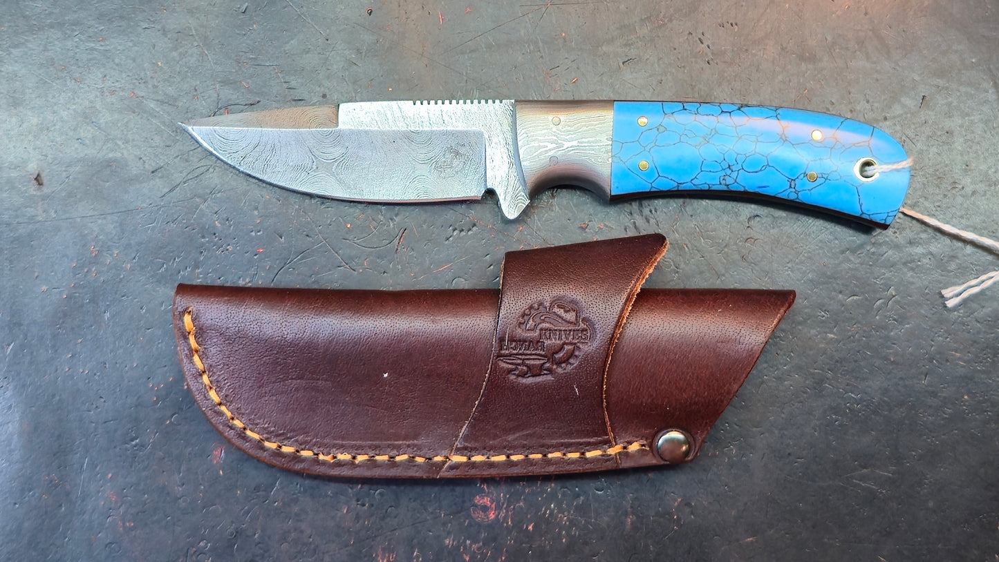 Knives Ranch 2142-TR Faux Turquoise Damascus (DISCOUNT APPLIED IN CART)