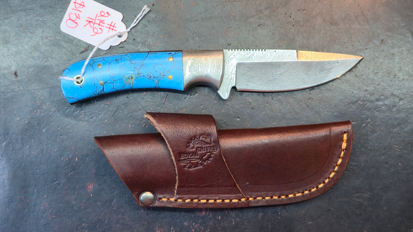 Knives Ranch 2142-TR Faux Turquoise Damascus (DISCOUNT APPLIED IN CART)