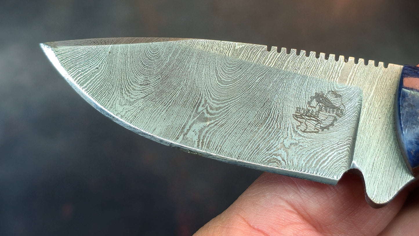 Knives Ranch 4402-BLU Bone Damascus (DISCOUNT APPLIED IN CART)