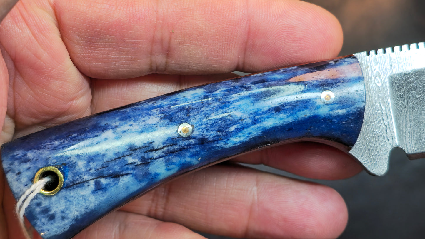 Knives Ranch 4402-BLU Bone Damascus (DISCOUNT APPLIED IN CART)