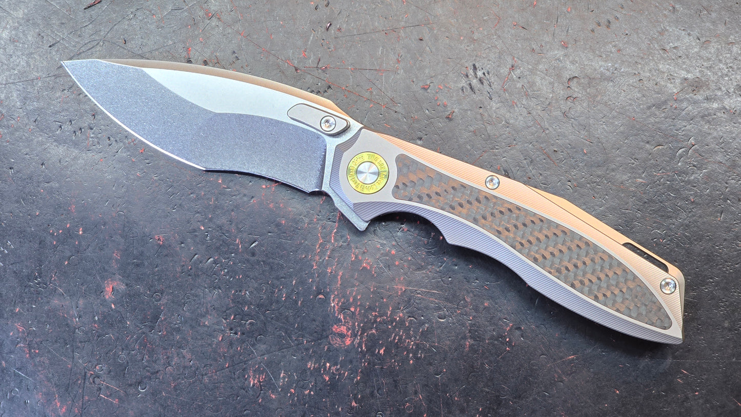 TwoSun TS578 Titanium/Carbon Fiber Handle K110 Plain Edge  (NEW)
