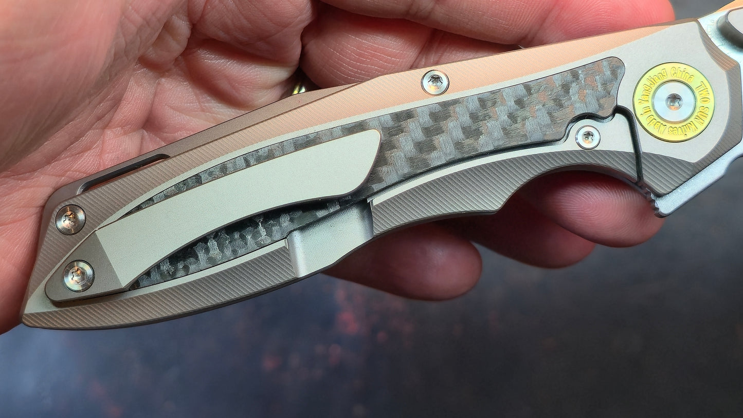 TwoSun TS578 Titanium/Carbon Fiber Handle K110 Plain Edge  (NEW)