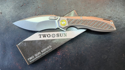 TwoSun TS578 Titanium/Carbon Fiber Handle K110 Plain Edge  (NEW)