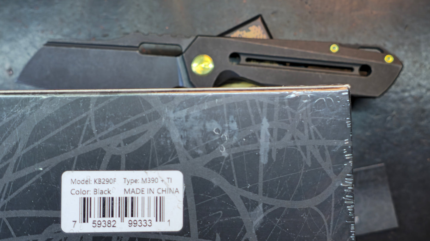 Kubey Atlas Folding Knife Black Titanium Handle S35VN