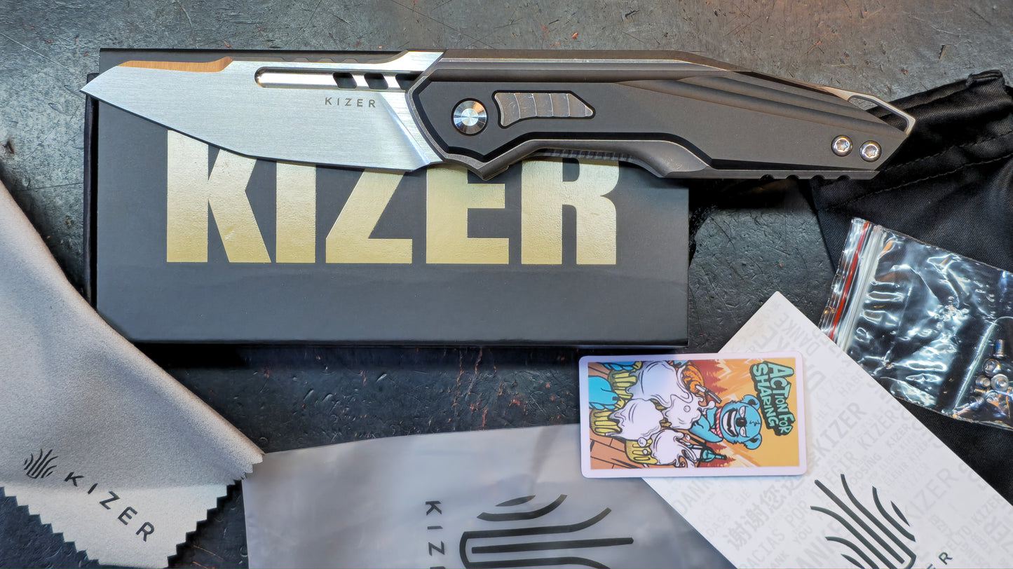 Kizer Zero Folding Knife Black/Gray Titanium/Aluminum Handle S45VN