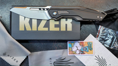 Kizer Zero Folding Knife Black/Gray Titanium/Aluminum Handle S45VN
