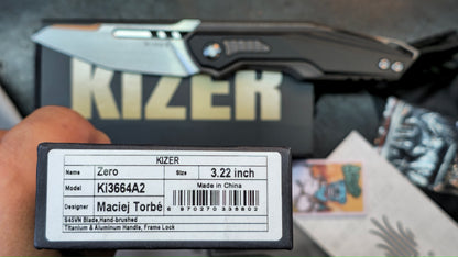 Kizer Zero Folding Knife Black/Gray Titanium/Aluminum Handle S45VN