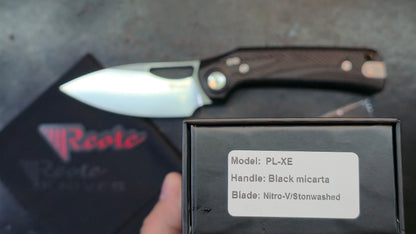 Reate PL-XE Folding Knife Black Micarta Handle Nitro-V