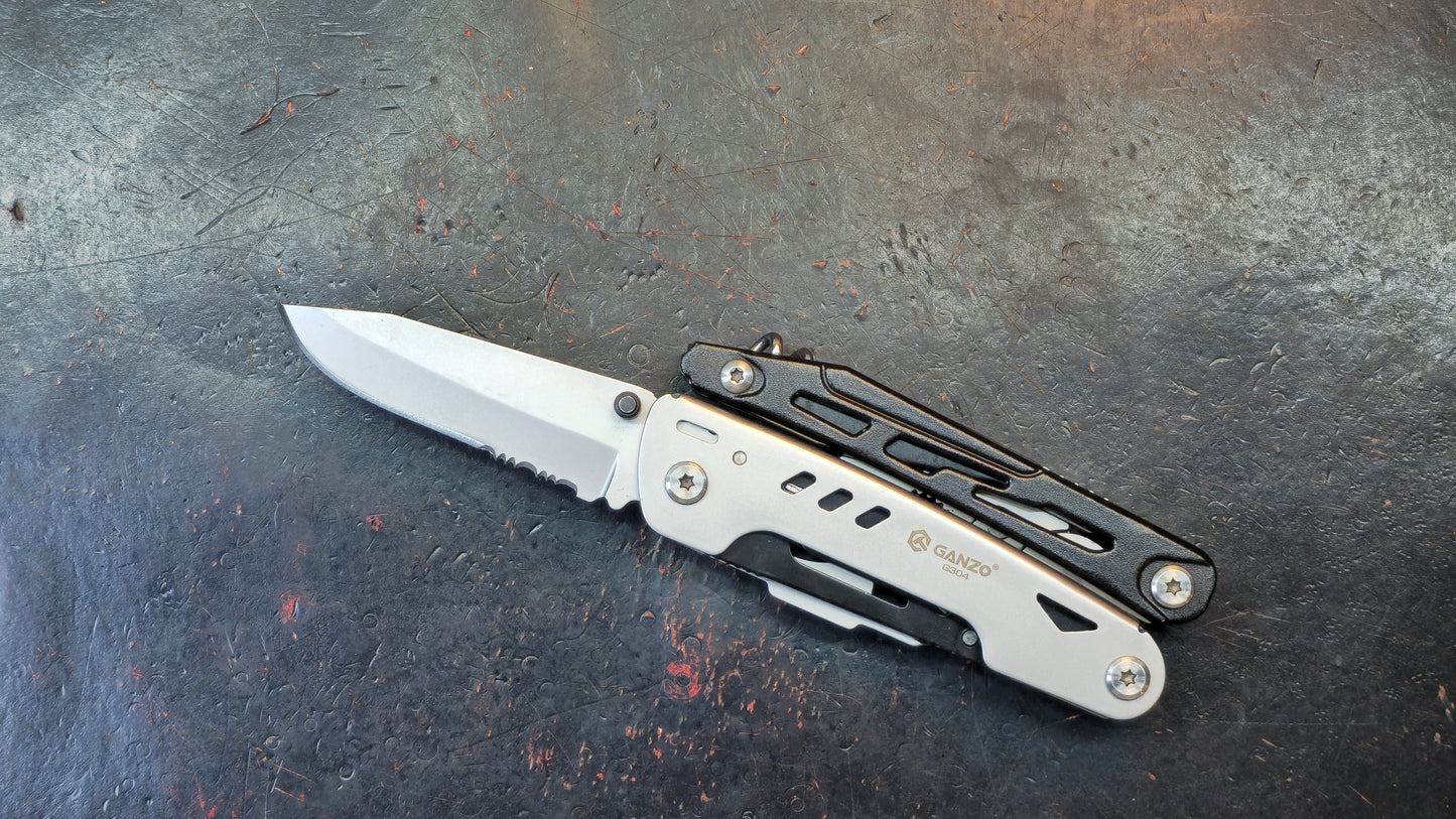Ganzo G304 Full-sized Multitool, 21-in-1 Stainless Steel Pocket Knife with Screwdriver, Pliers with Sheath