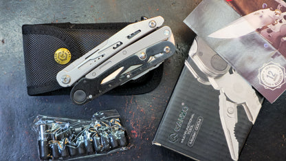 Ganzo G304 Full-sized Multitool, 21-in-1 Stainless Steel Pocket Knife with Screwdriver, Pliers with Sheath