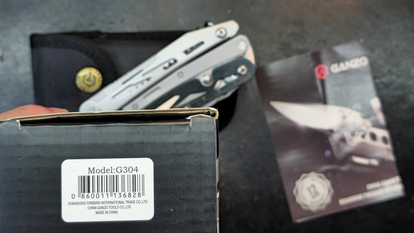 Ganzo G304 Full-sized Multitool, 21-in-1 Stainless Steel Pocket Knife with Screwdriver, Pliers with Sheath