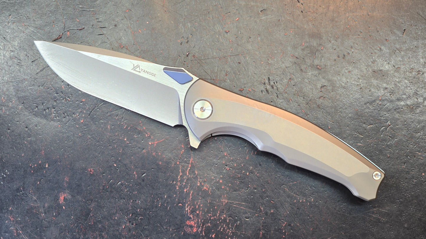 YANGGE YG004-Sand titanium alloy handle M390 Blade