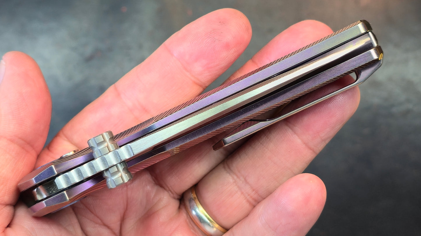 YJGDCN YJ2526 RIHE Design Button lock Titanium Handle M390 Blade