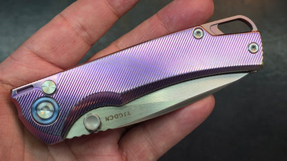 YJGDCN YJ2526 RIHE Design Button lock Titanium Handle M390 Blade