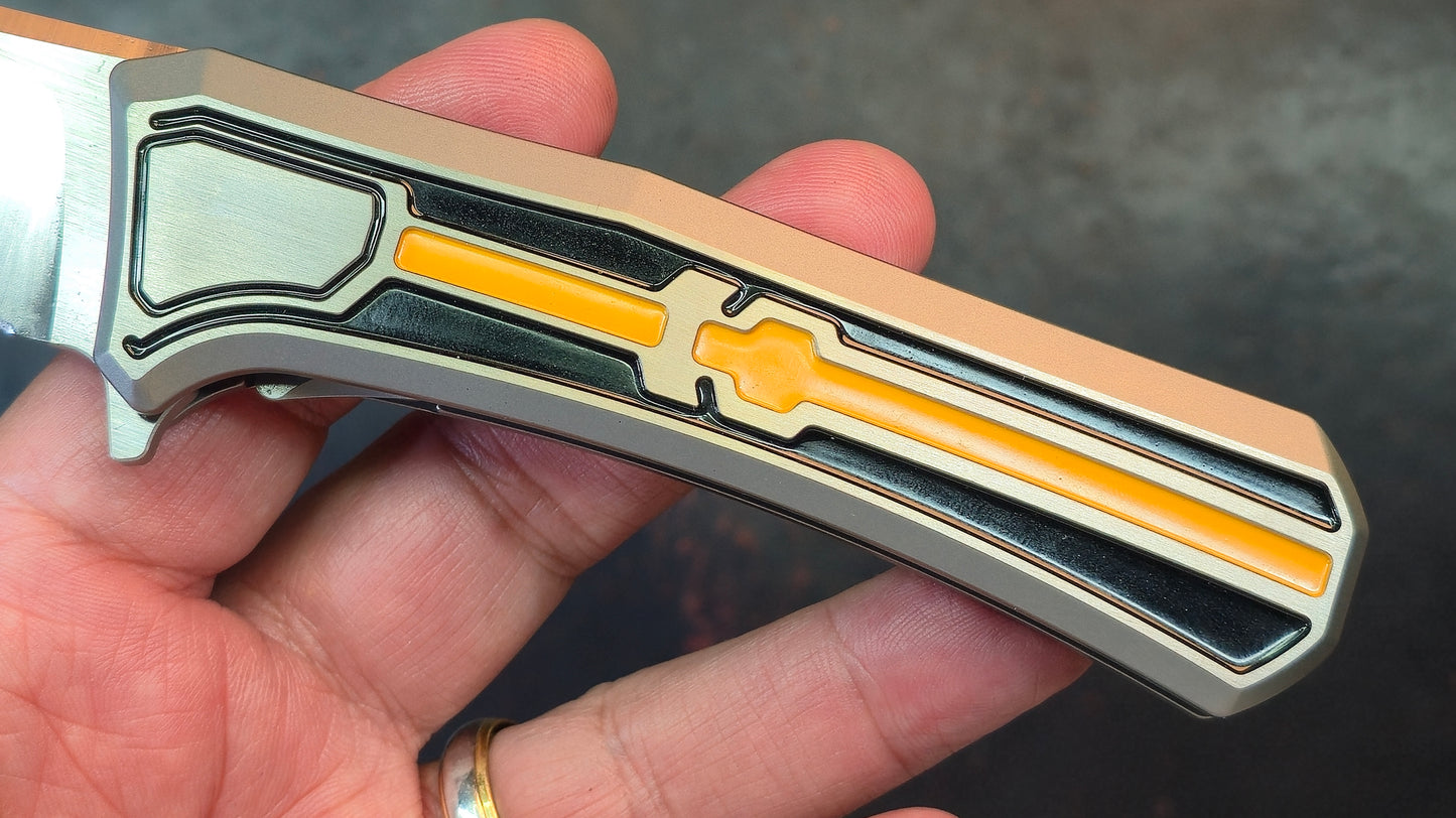 Yang Jiang (Sixleaf) Knife Titanium Handle 10Cr15Mov Blade