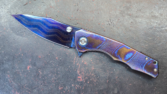 SixLeaf SL-81 Timascus Handle Damascus Blade