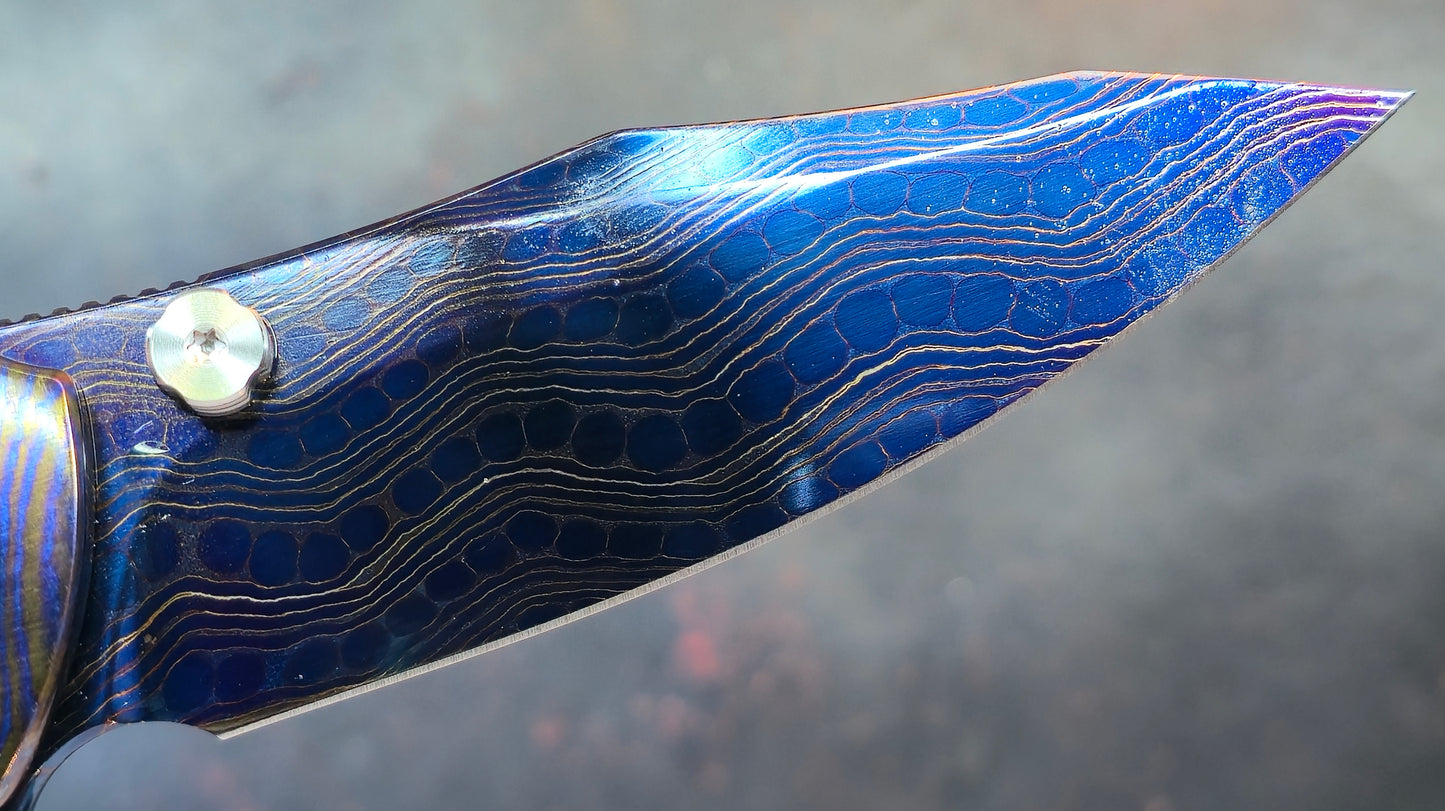 SixLeaf SL-81 Timascus Handle Damascus Blade