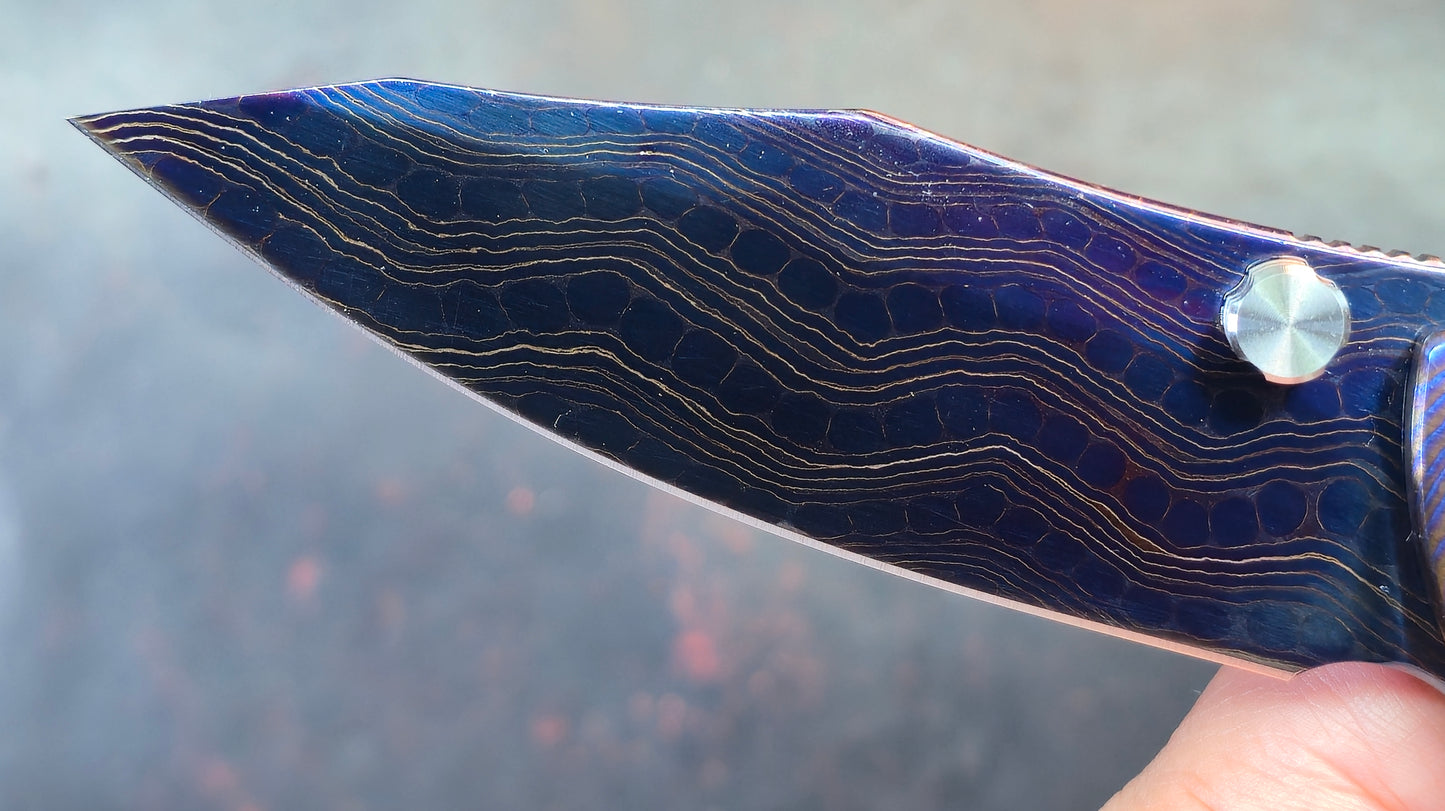 SixLeaf SL-81 Timascus Handle Damascus Blade