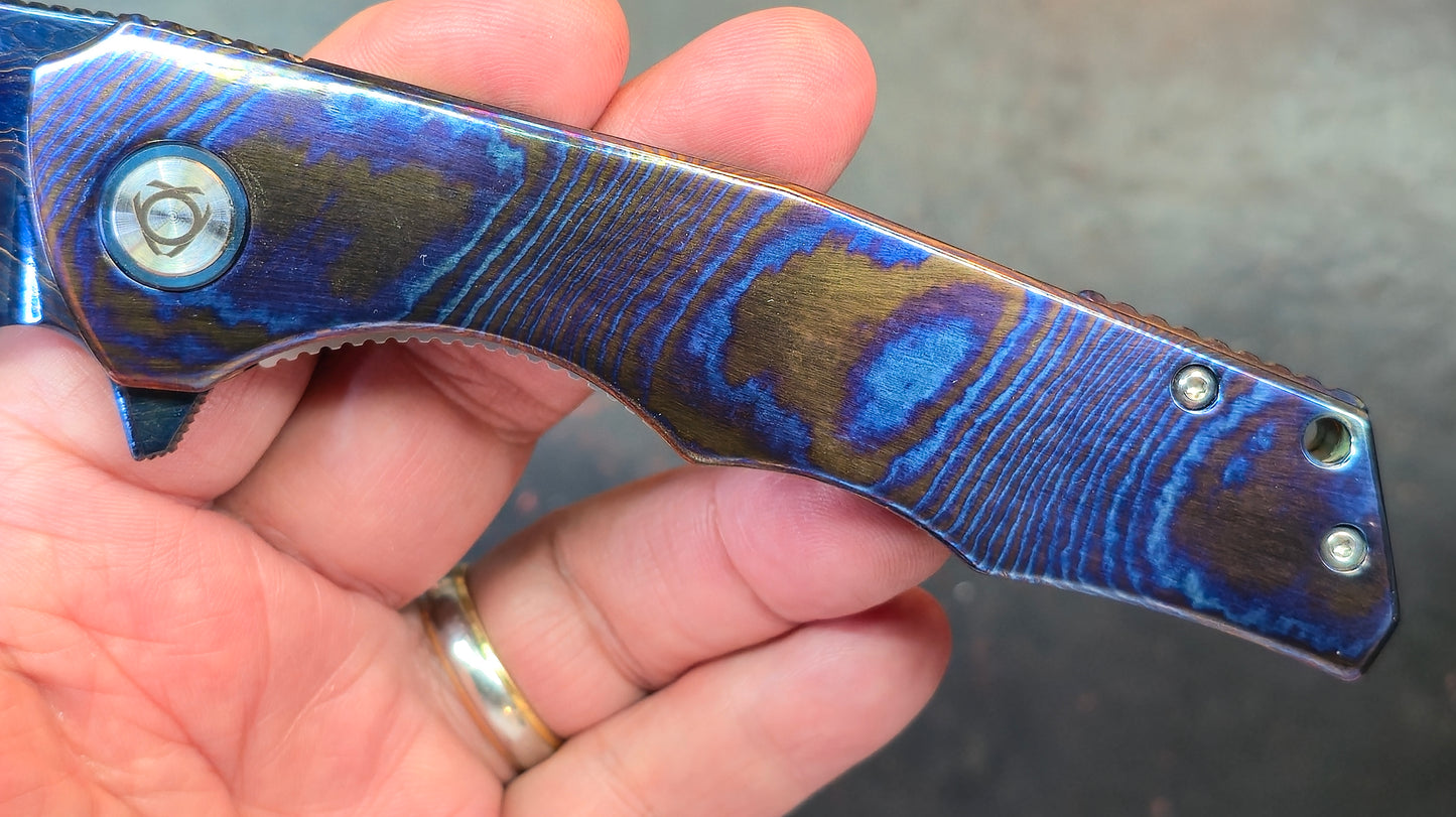 SixLeaf SL-81 Timascus Handle Damascus Blade