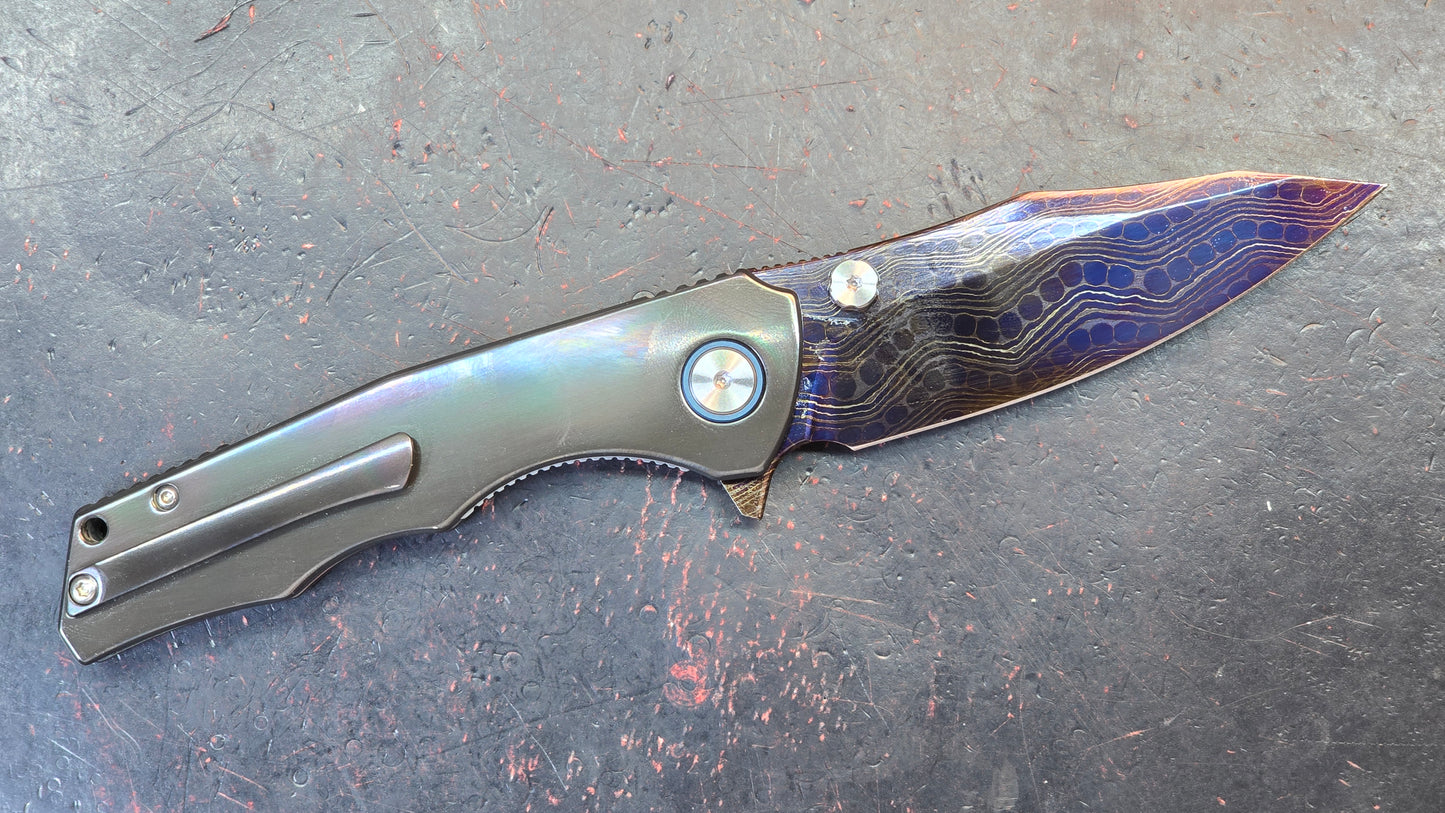 SixLeaf SL-81 Zirconium Handle Damascus Blade