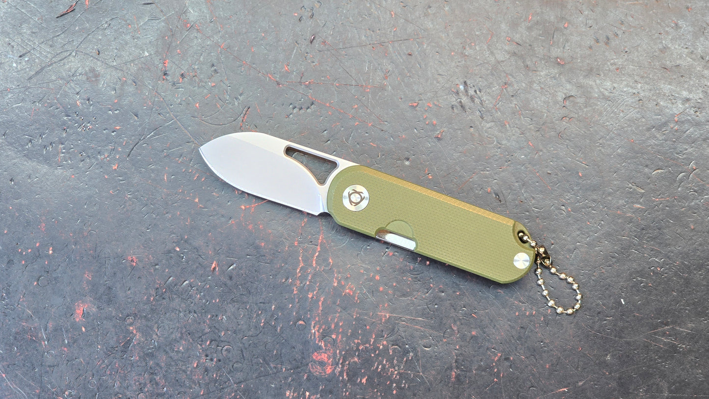 SixLeaf SL-75A-Green Micro Mini Folding Knife G10 Handle D2 Blade