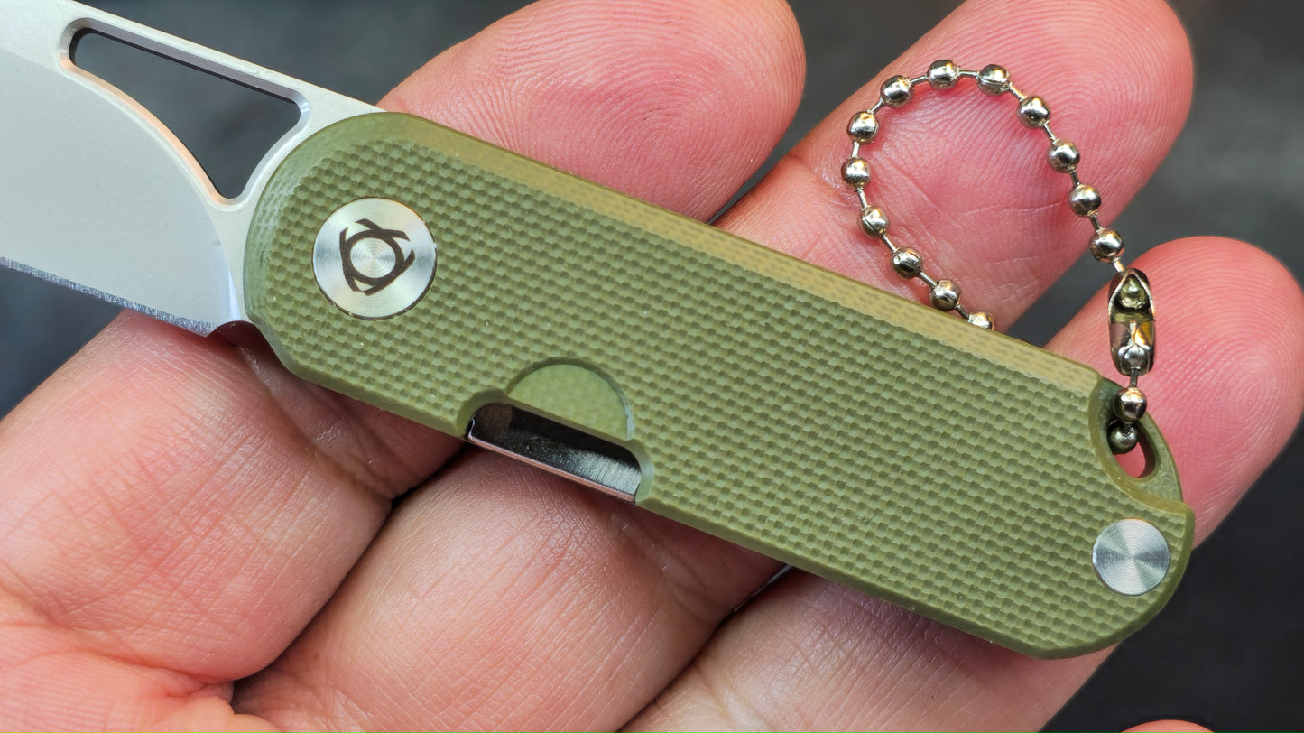 SixLeaf SL-75A-Green Micro Mini Folding Knife G10 Handle D2 Blade