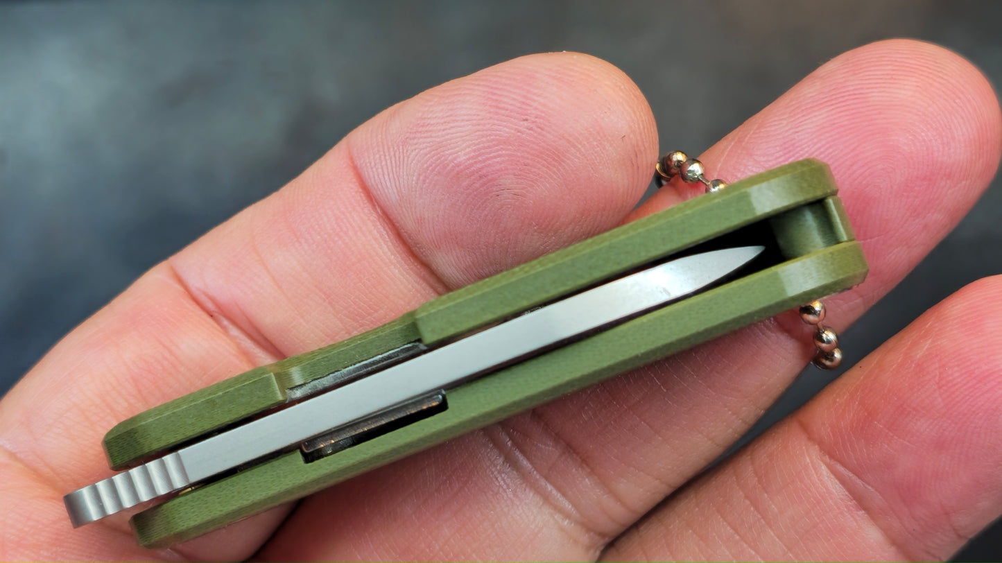 SixLeaf SL-75A-Green Micro Mini Folding Knife G10 Handle D2 Blade