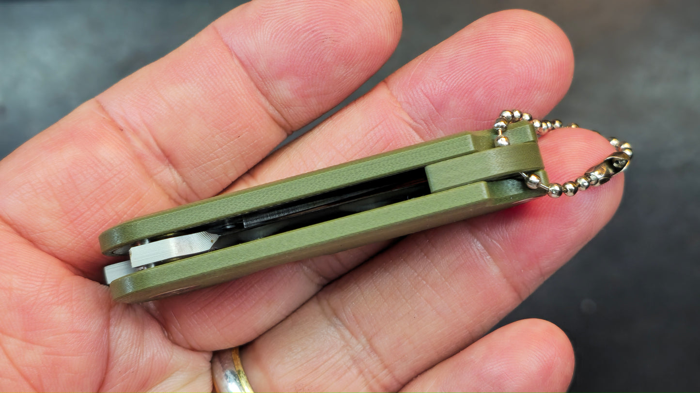 SixLeaf SL-75A-Green Micro Mini Folding Knife G10 Handle D2 Blade