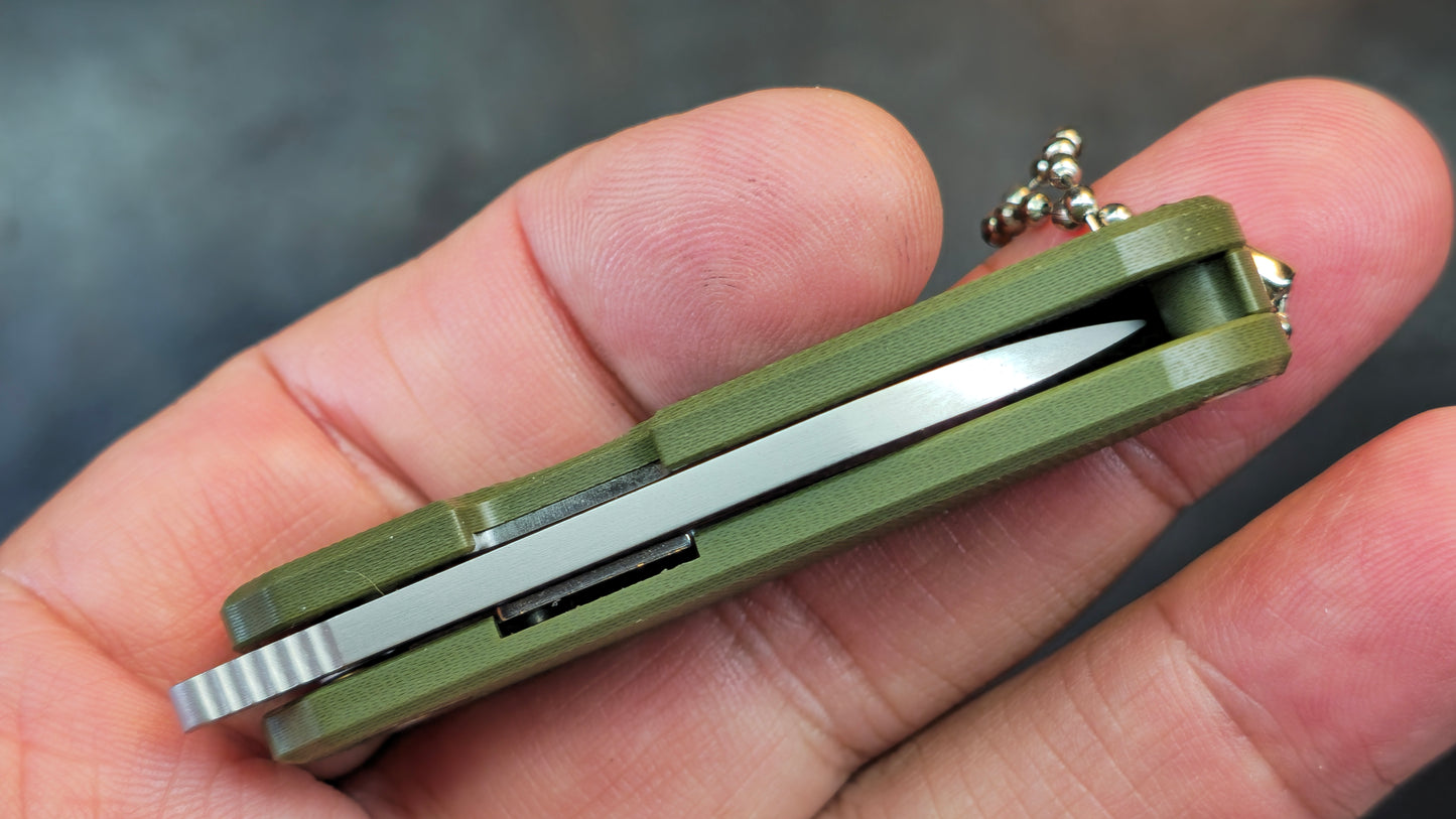 SixLeaf SL-75B-Green Micro Mini Folding Knife G10 Handle D2 Blade