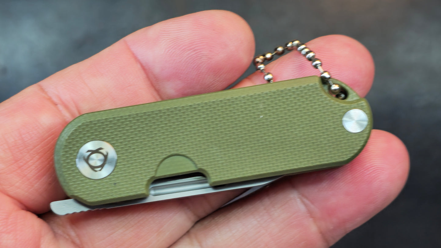 SixLeaf SL-75B-Green Micro Mini Folding Knife G10 Handle D2 Blade