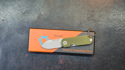 SixLeaf SL-75B-Green Micro Mini Folding Knife G10 Handle D2 Blade