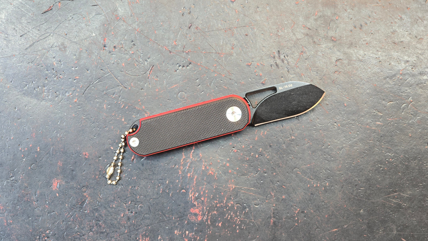 SixLeaf SL-75A-Black Micro Mini Folding Knife G10 Handle D2 Blade