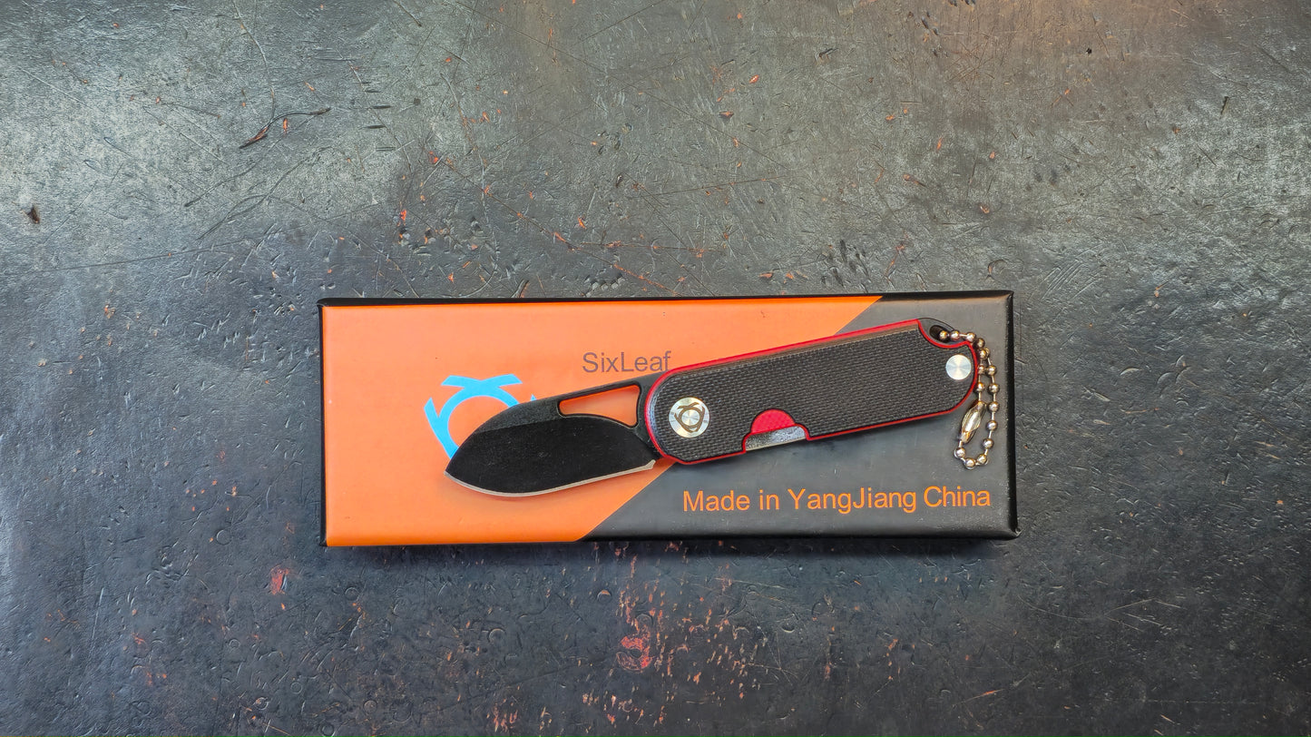 SixLeaf SL-75A-Black Micro Mini Folding Knife G10 Handle D2 Blade