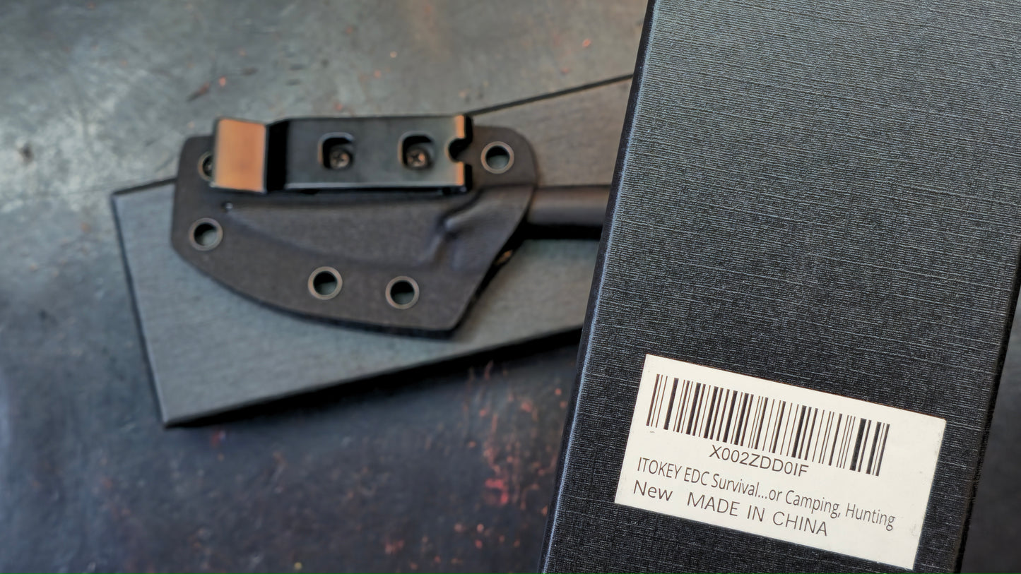 ITOKEY Tactical Knife EDC Fixed Knife G10 Handle with Kydex sheath, D2 Blade Full Tang