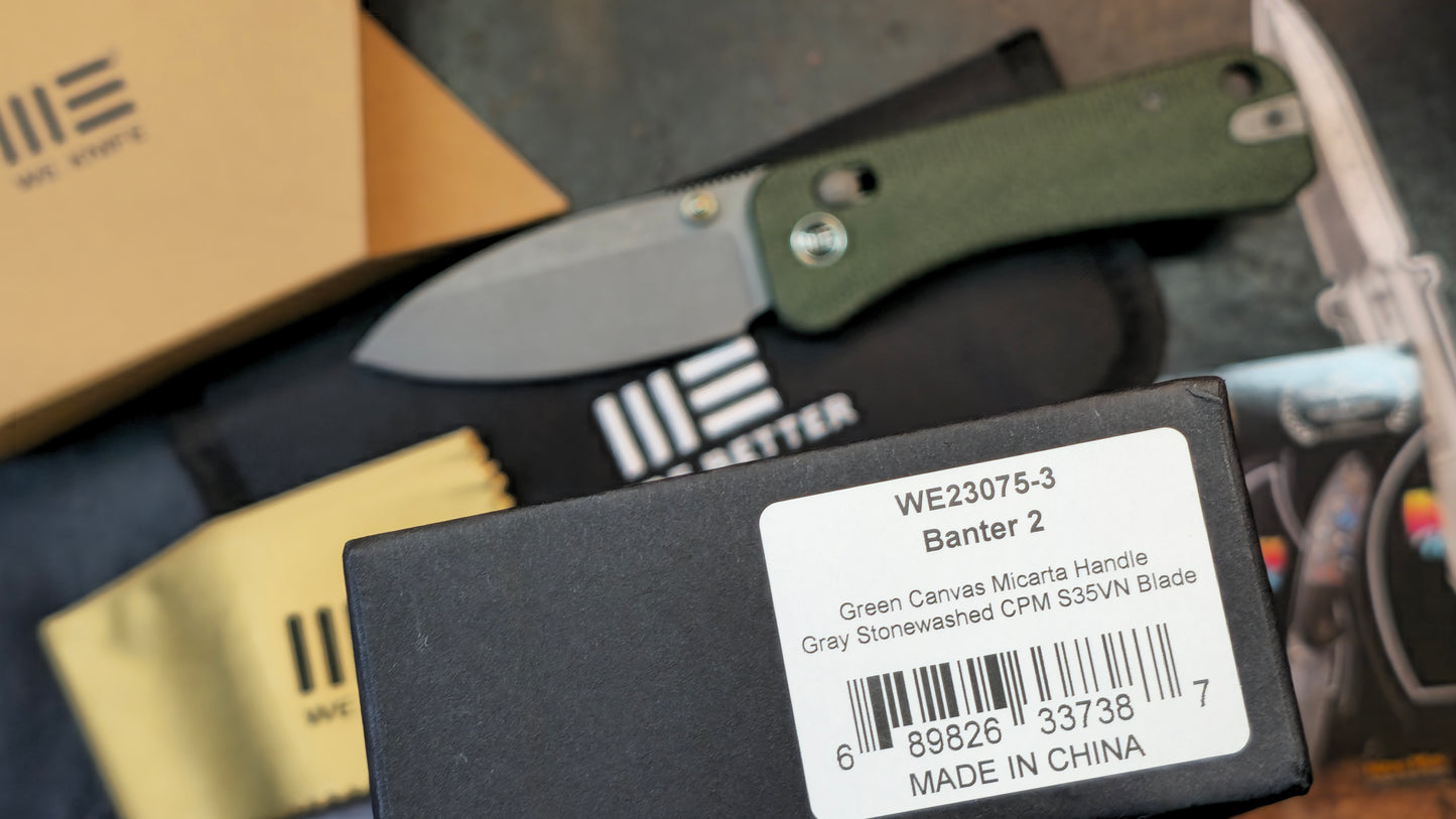 WE Banter 2 Green Canvas Micarta Handle S35VN Blade