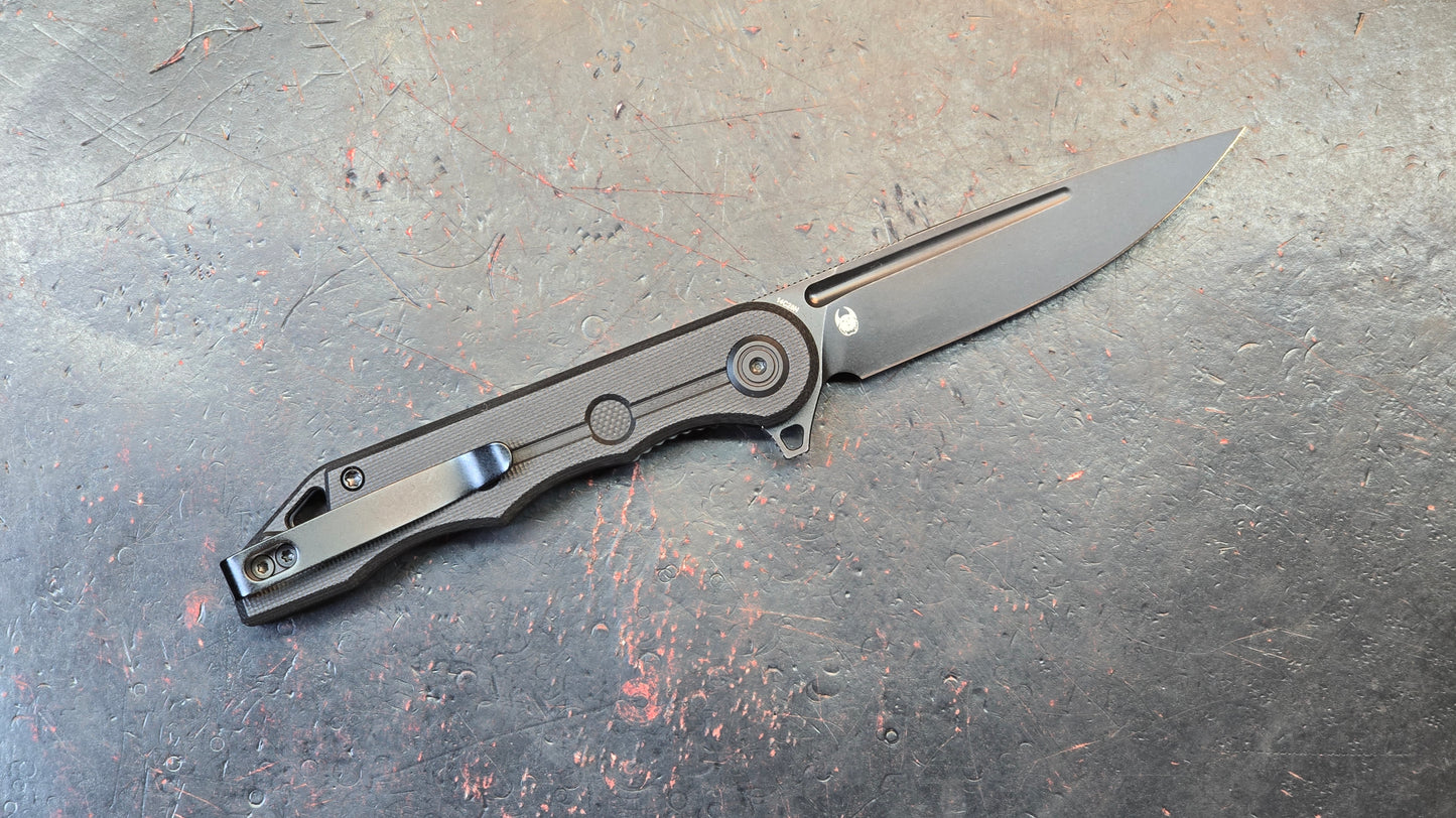 Kubey Mizo Folding Knife Black G10 Handle 14C28N