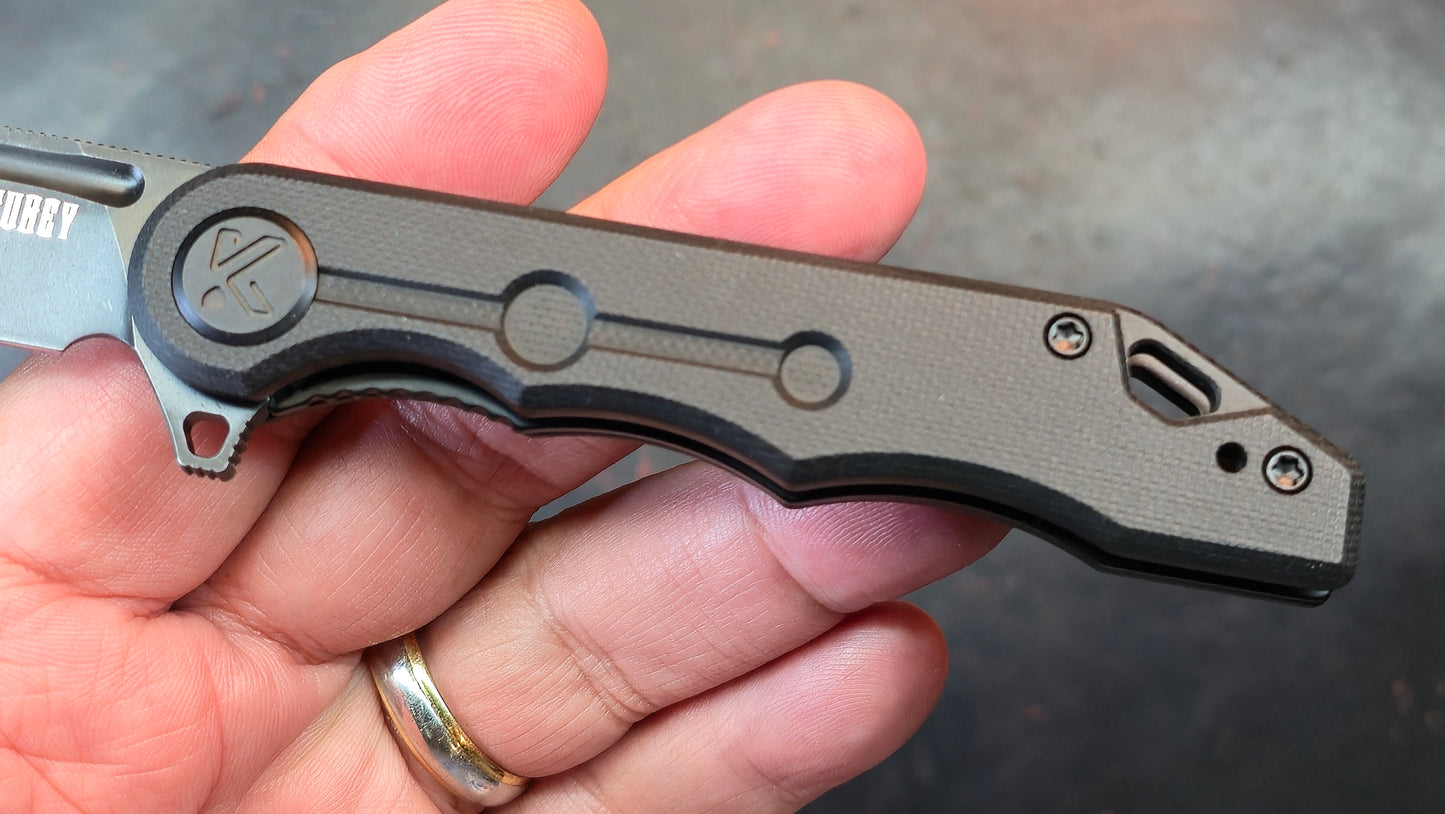 Kubey Mizo Folding Knife Black G10 Handle 14C28N