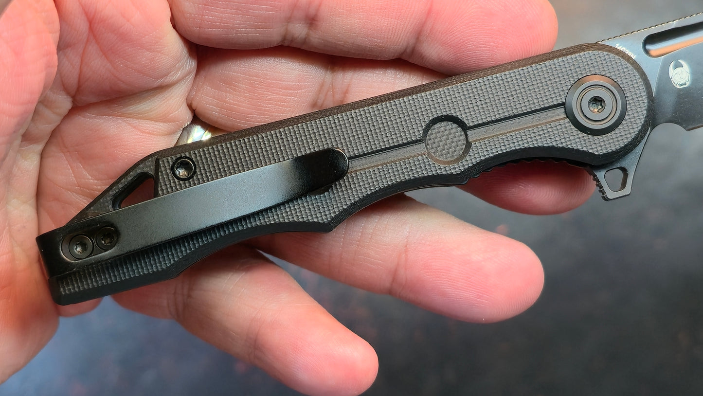 Kubey Mizo Folding Knife Black G10 Handle 14C28N