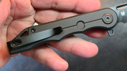 Kubey Mizo Folding Knife Black G10 Handle 14C28N