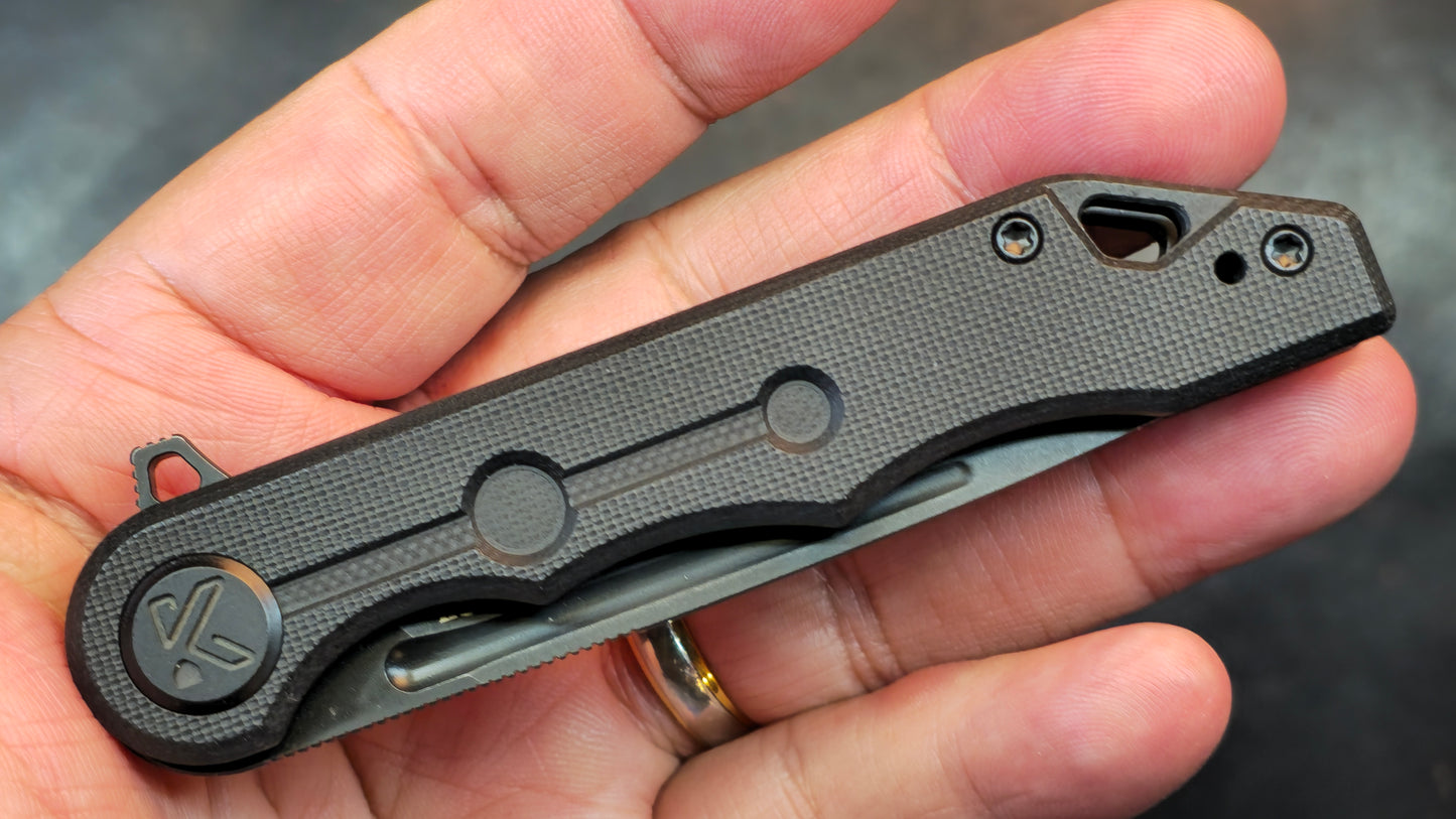 Kubey Mizo Folding Knife Black G10 Handle 14C28N