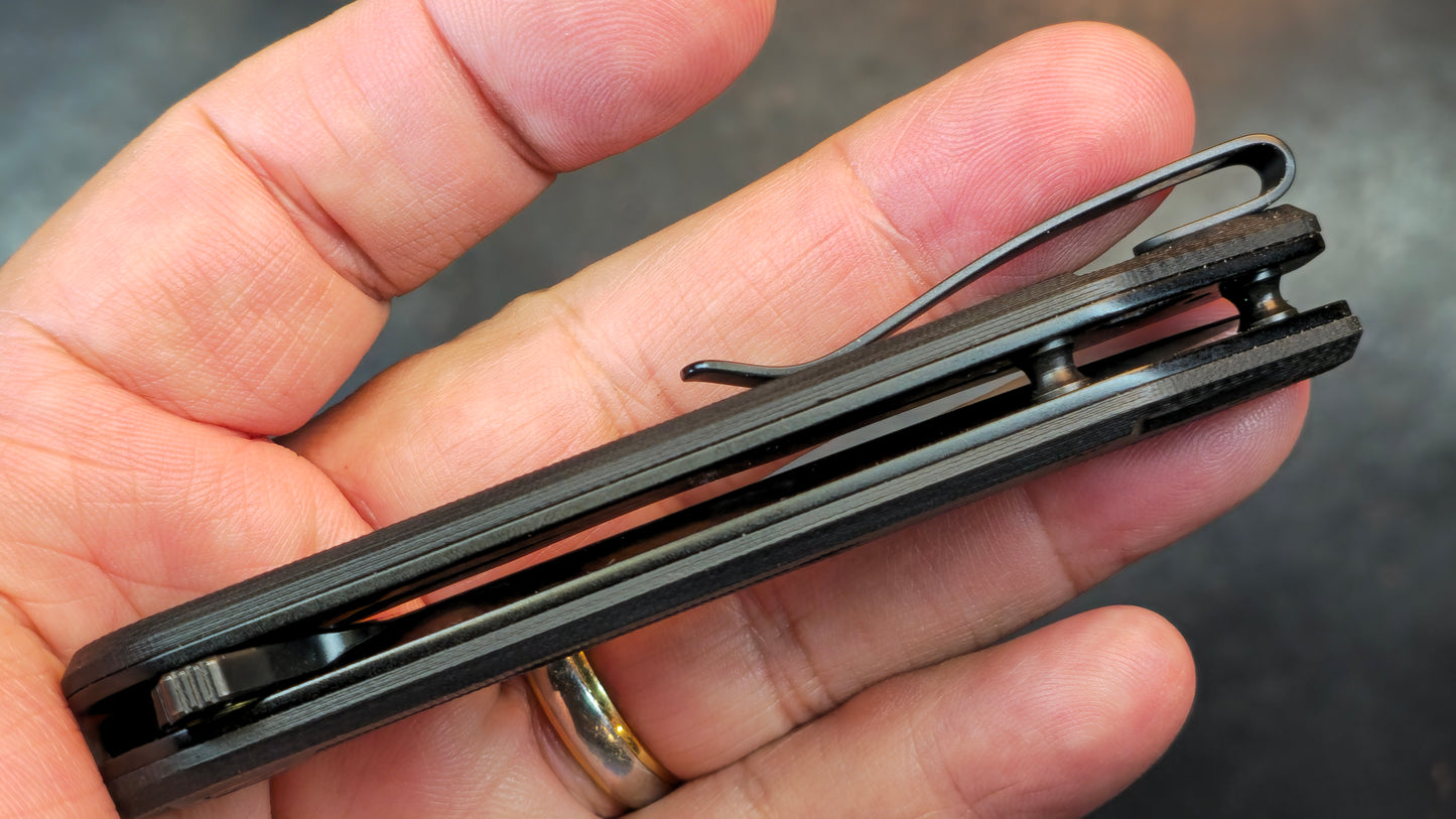 Kubey Mizo Folding Knife Black G10 Handle 14C28N