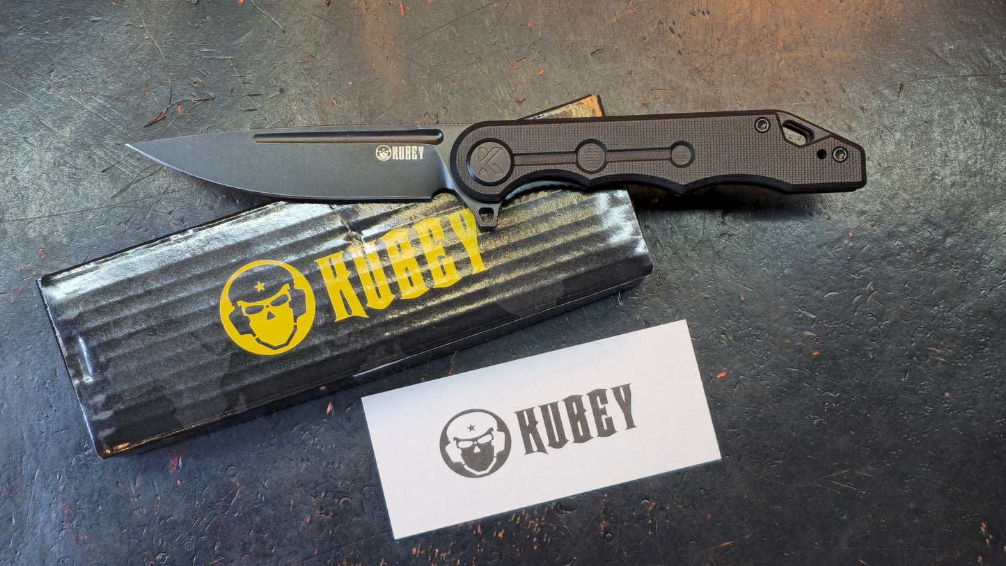 Kubey Mizo Folding Knife Black G10 Handle 14C28N