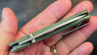 WE Banter 2 Green Canvas Micarta Handle S35VN Blade (USED)