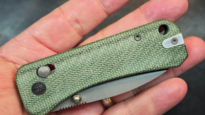 WE Banter 2 Green Canvas Micarta Handle S35VN Blade (USED)